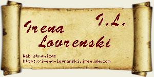 Irena Lovrenski vizit kartica